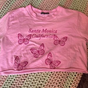 Brandy Melville Bubblegum Pink Butterfly Crop Top